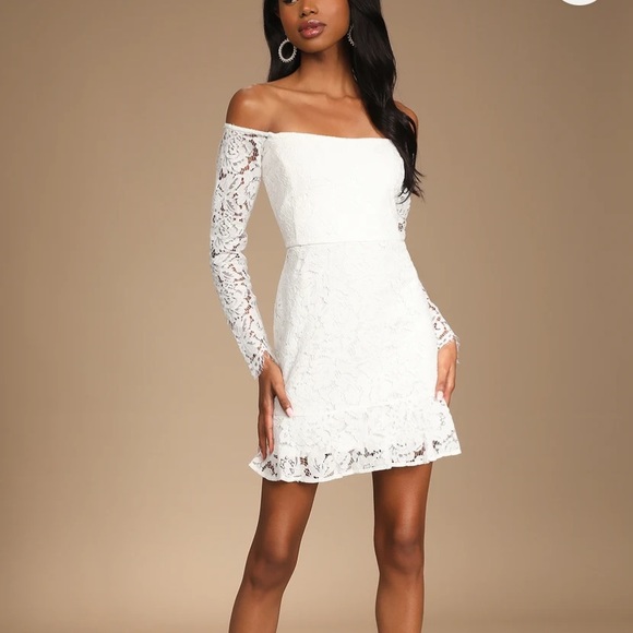 BNWT white lace off-the-shoulder mini - Picture 1 of 4